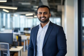 Fototapeta premium Confident Young Indian Businessman Smiling