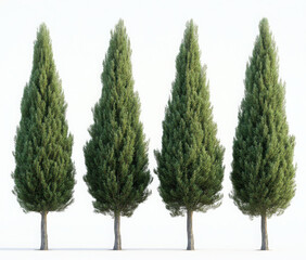 Fototapeta premium Thuja occidentalis frontal set Smaragd evergreen emerald green American Arbovitae bush shrub isolated png on a transparent background perfectly cutout