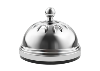 Silver service bell with a knob on top, isolated on transparent cutout background