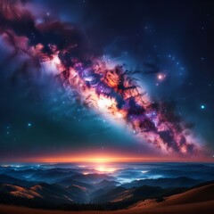 Panorama milky way galaxy with stars and space dust in the universe