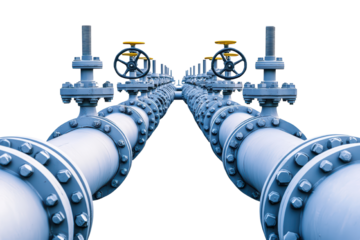 Industrial pipelines with valves, designed for transport and fluid management, on a white isolated background. isolated on transparent background.