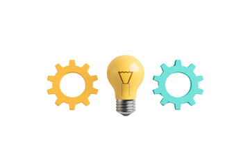 Light bulb and gears represent innovation and creativity. Perfect for tech-related themes. isolated on transparent background.