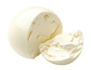 Delicious mozzarella cheese, isolated on transparent cutout background