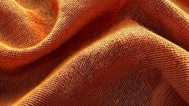 A close-up shot of orange burlap fabric, showcasing its woven texture
