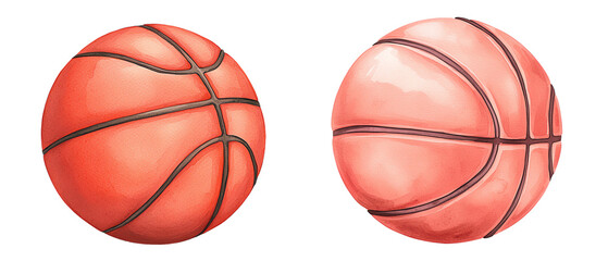 Obraz premium watercolor Two basketballs, white isolate background transparent background