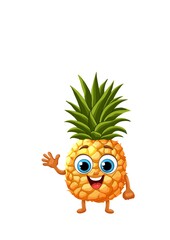 A cute pineapple, cartoon character illustration.