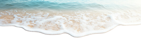 Obraz na płótnie Canvas Ocean wave crashing on sandy beach edge transparent background