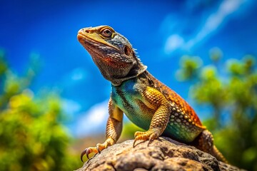Obraz premium Wild Lizard in Blue Sky - Panoramic Nature Photography