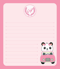 Cute Panda Bear in Stand for Kids Party Card Decoration blue

