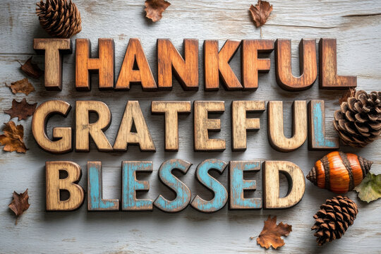thankful, grateful, blessed - Thanksgiving theme