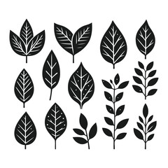 Leaf Silhouettes Set Collection vector