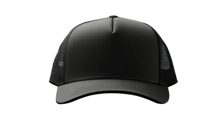 Blank Black Trucker Hat Mockup on White Background