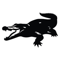 Obraz premium black crocodile vector with white background
