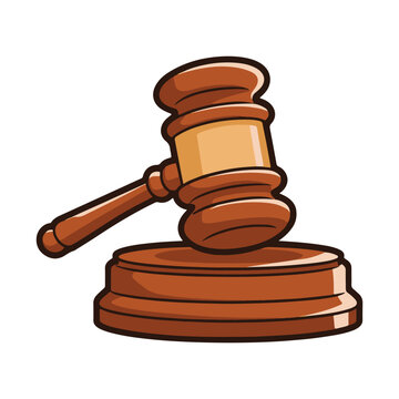 recommend clip art: Cartoon judge's gavel, legal and justice symbol. Illustration ideal for law-themed designs, legal graphics, and courtroom-related projects. Perfect for justice and legal visuals.