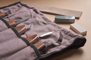 Wood carving cutters, side view