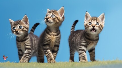 Obraz premium portrait of a beautiful british shorthair metis cat looking away and wearing a pink bowtie on yellow background