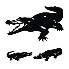 black crocodile vector with white background