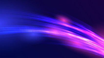 Modern abstract High speed effect. fast running motion. dynamic colorful light trails on blue background. Futuristic digital technology concept