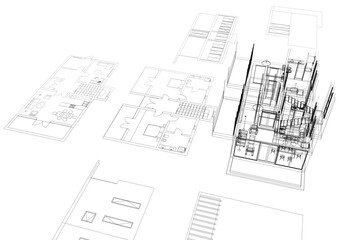  architectural drawing 3d illustration
