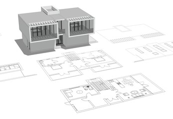  architectural drawing 3d illustration