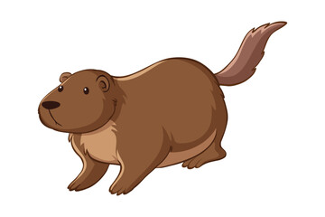 Fototapeta premium Brown beaver on white background