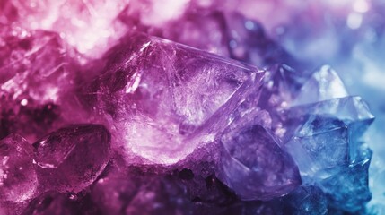 Fototapeta premium Vibrant Purple and Blue Crystals with Soft Light and Textured Surface in a Macro Close-Up