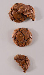 Whole and torn cookies shadow background