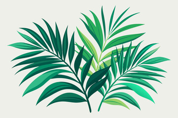 Obraz premium Tropical Palm Leaves Vector Illustration with Soft Gradients on White Background