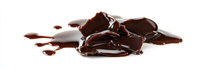 Drizzle of Chocolate Syrup on White Background. Sweet and Delicious Liquid Food