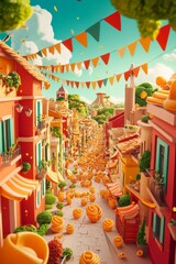Naklejka premium Pasta Parade of Whimsical Delights