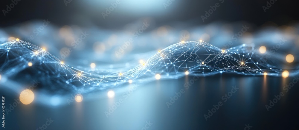 Aufkleber abstract digital landscape with glowing connections and nodes representing data flow.