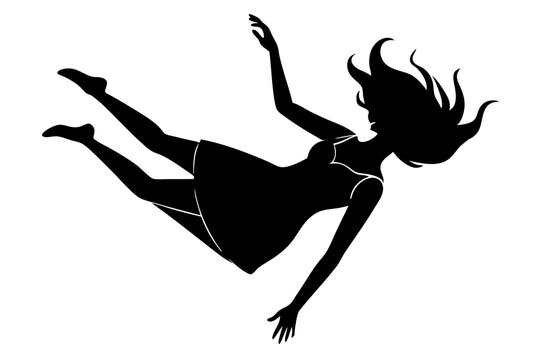 recommend clip art: Woman falling down | isolated vector silhouette illustration on white background
