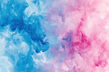 Blue and pink watercolor gradient with cloud-like patterns.
