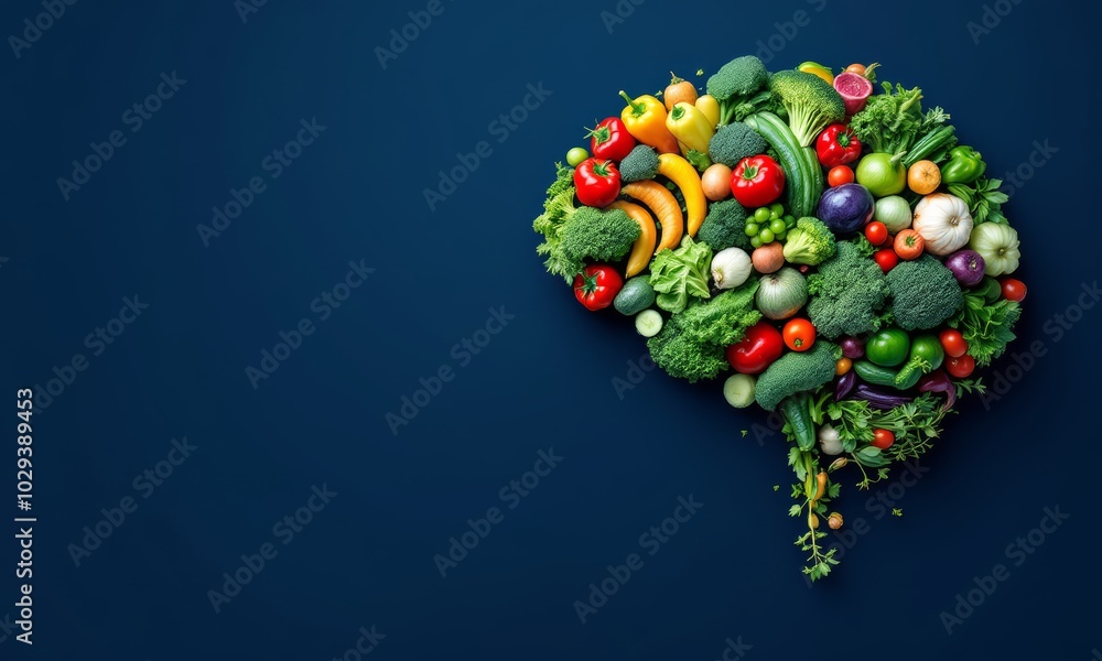 Wall mural veggie brain against simple blue