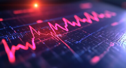 EKG Monitor. Closeup View of Cardiogram Monitoring in Hospital Operating Room