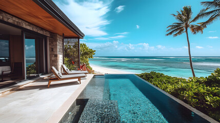 A five-star hotels exclusive beachfront villa with a private pool overlooking the ocean.