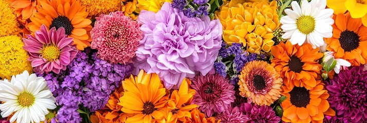 fresh cut flowers are displayed at a farmers market