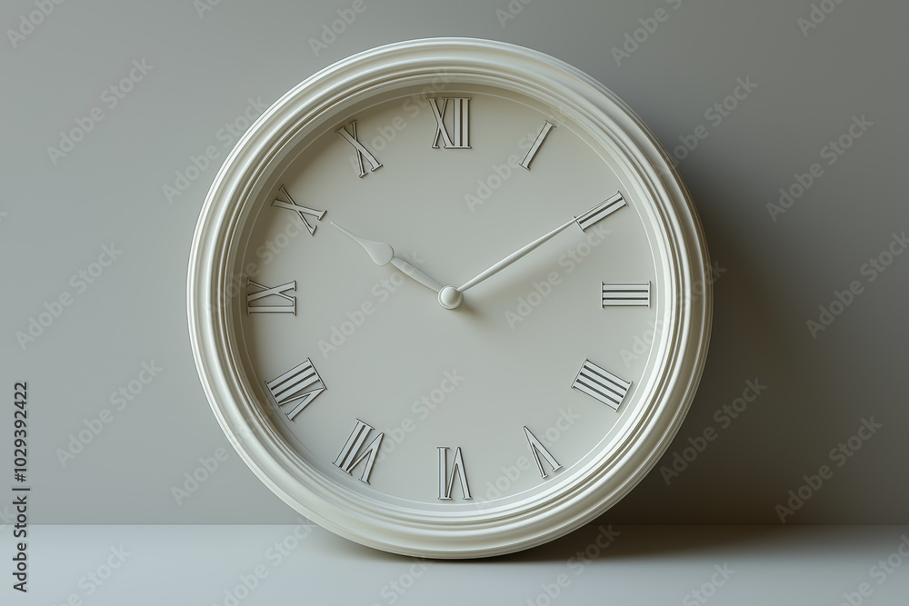 Poster a plain white clock with no numbers, representing the abstract nature of time. concept of minimalism
