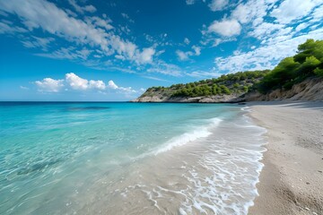 Tropical beach with turquoise water and white sand