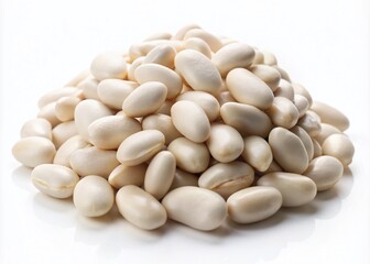 High-Quality Image of White Kidney Beans Isolated on White Background for Culinary Use and Nutrition Articles