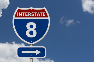 USA Interstate 8 highway sign