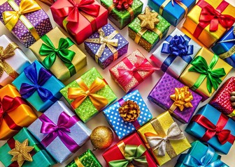 Holiday Gift Boxes and Toys on White Background for Festive Mood