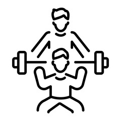 A line style icon of a gym trainer 