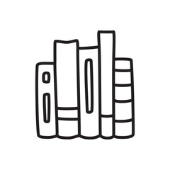 Doodle book shelf icon freehand drawn with thin line in minimalistic style, display symbol. PNG isolated on transparent background and vector illustration