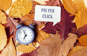 Clock is on top of a pile of leaves