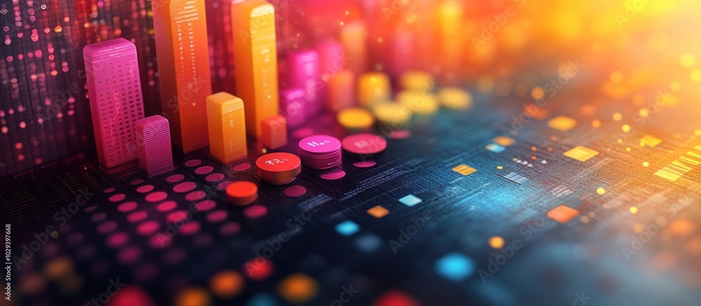 Aufkleber abstract digital visualization of data with vibrant colors and geometric shapes.