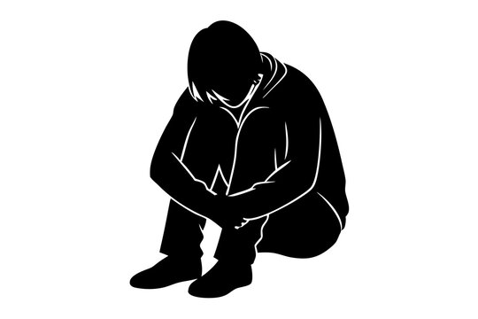 recommend clip art: Desperate Young Man Silhouette | isolated vector silhouette illustration on white background