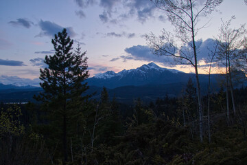 Maligne Overlook during a Spring Sunset