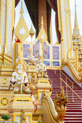 Fototapeta premium The Royal Crematorium for King Bhumibol Adulyadej at Sanam Luang prepared to be used as The royal funeral Cremation Ceremony Bangkok Thailand Pra May Ru Maat