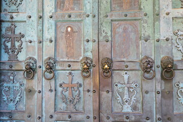 st andrea church door detail amalfi, amalfi coast, italy